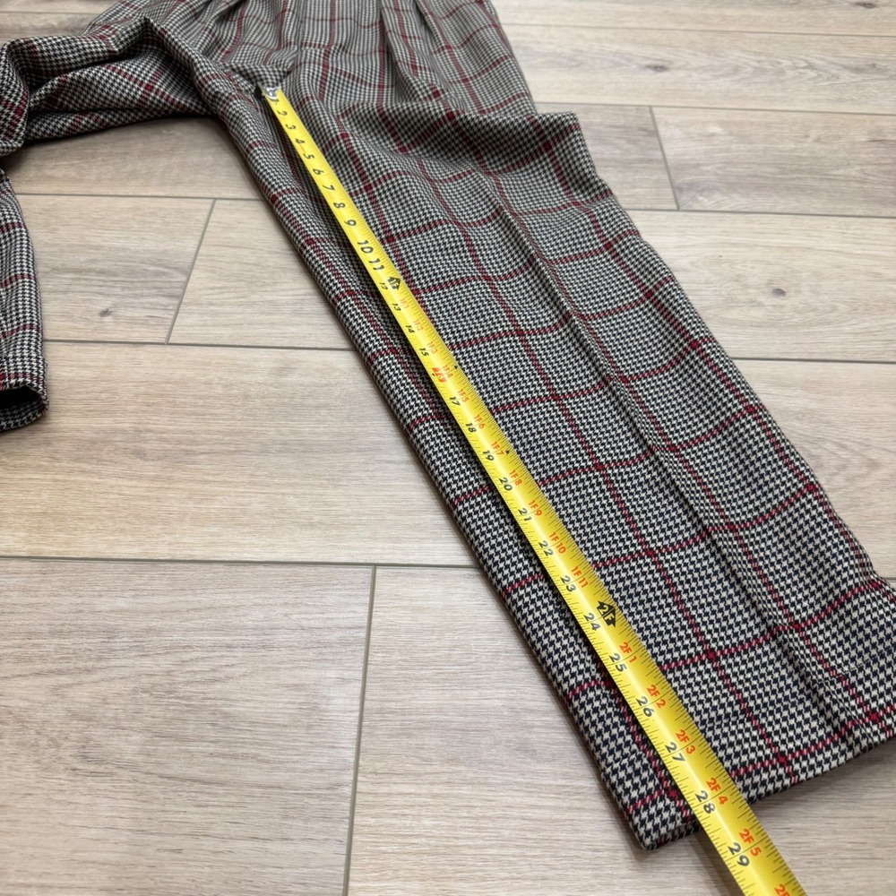 Vintage 100% Wool Pleated Slacks Plaid Houndstooth Academia Trousers Twee 6 - Picture 14 of 14